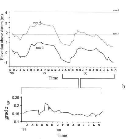 Fig. 4. Temporal dynamics of average groundwater level in the hillslope riparian portion