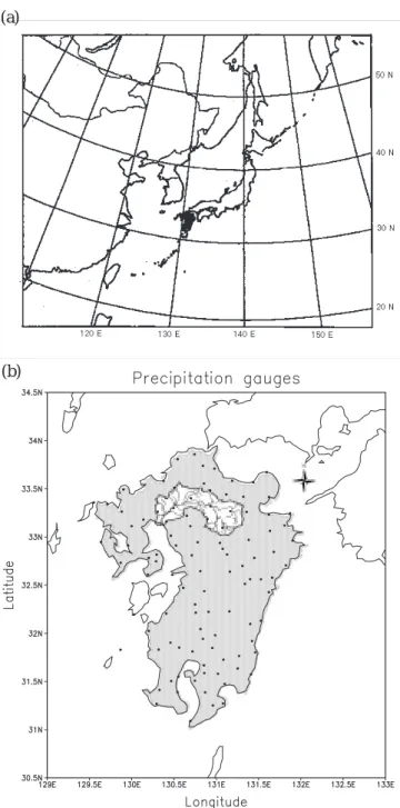 Table 1. Climatological (1961 – 1990) annual precipitation totals and the percentage of precipitation during each season for four stations on Kyushu Island.