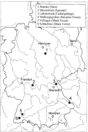 Fig. 1. Location of sites