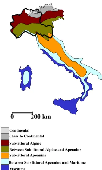 Fig. 5. Burn index for maximum annual daily rainfallFig. 4. Precipitation pattern in Italy and boundaries of the study area.