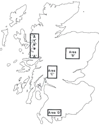 Fig. 1. Location of Scottish study areas containing long-term sampling sites