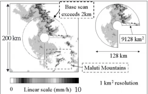 Fig. 1a. Masked radar image of rainfall