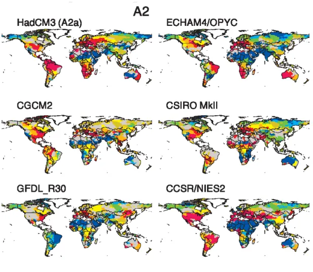Fig. 9. Percentage change in average annual runoff by the 2050s: A2 emissions