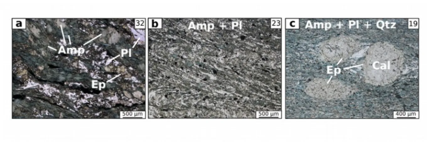 Figure   5:   Selected   thin   section   microphotographs   of   the   low-grade   amphibolite