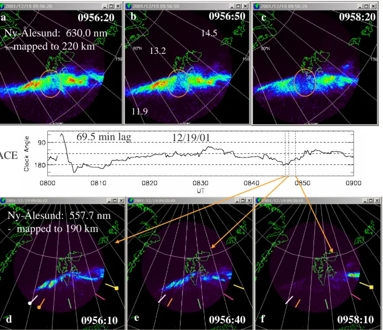 Fig. 9. Continuation of the 630.0- and 557.7-nm emission comparisons for times in Figs