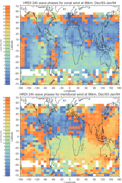 Fig. 4. Contoured plots of 24-h tidal phases for December 1993–January 1994 from HRDI.