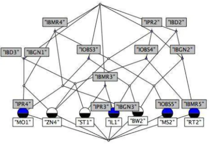 Figure 2 presents the lattice obtained from the context C7 (the lattice was built with ConExp 2 ) .