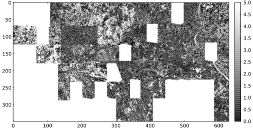 Figure 8. Temperature diﬀerences between ASTER and downscaled MSG-SEVIRI LST map.