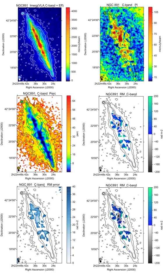 Fig. A.2. Polarization results for NGC 891 at C-band and 12 00 HPBW, corresponding to 530 pc