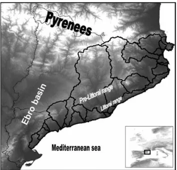 Fig. 1. Main orographic systems in Catalonia (NE Spain) men- men-tioned within the text