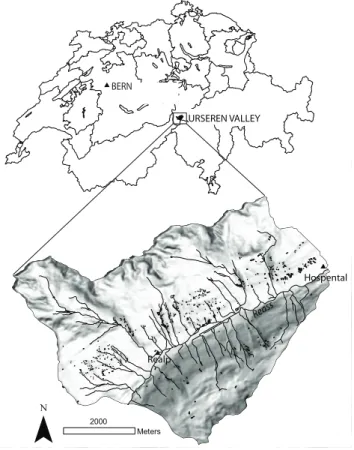 Fig. 1. Map of Switzerland and the study area (Projection: CH1903 LV03).