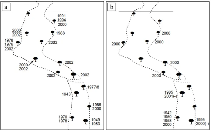 Fig. 5. Detail of the run-out zone of the 2002 avalanche event and a section of the valley downslope (see Fig