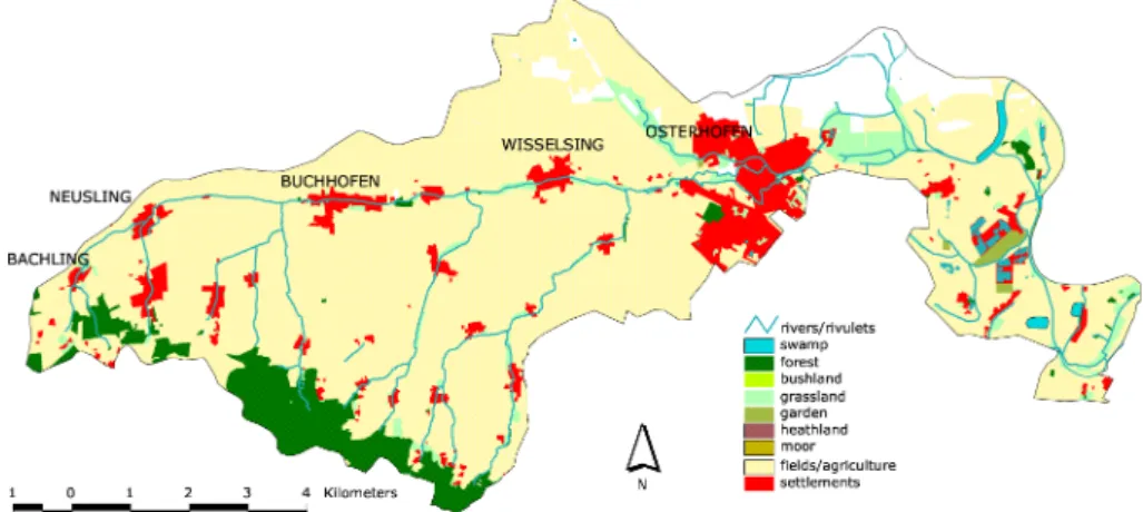 Fig. 2. Herzogbach catchment and the distribution of land use.