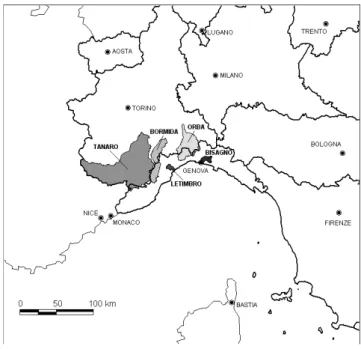 Fig. 1. Example of the possible scales range of a power spectrum obtained from the spatial analysis of a LAM prediction: (a) reliable scales, (b) unreliable scales and (c) unresolved scales.