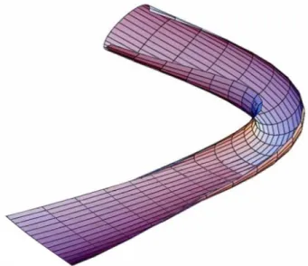 Figure 6: Curved and twisted channel. The channel has a circular cross-section before the transition and merges continuously into the flat horizontal run-out zone.