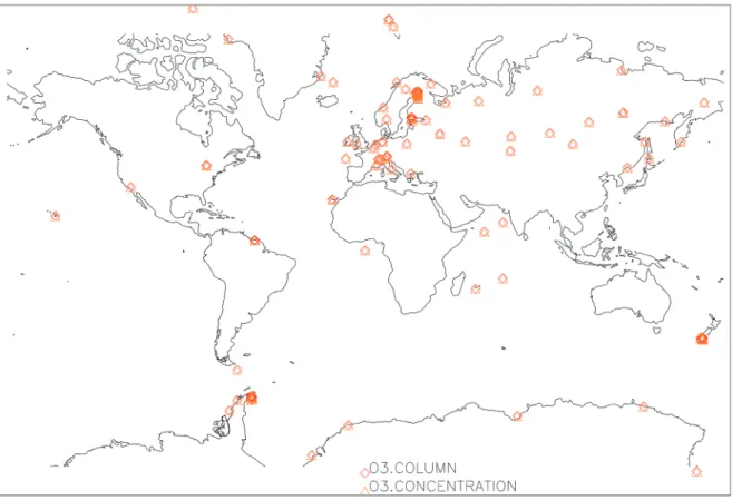Fig. 2  Geographical coverage of ozone observations acquired during the Commissioning Pase
