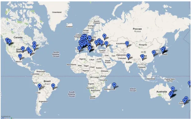Fig. 2 – The present PHEMU network of observers 1.3 The Saturnian and Uranian events