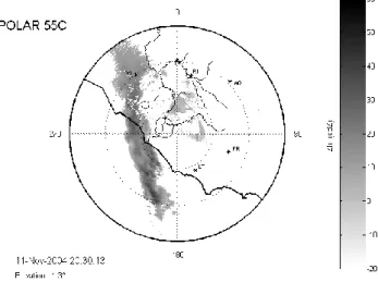 Fig. 3. The adjustment factor (AF) trend when increasing the range from the radar location.