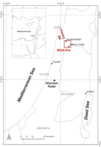 Fig. 1. Central and northern Israel. Main locations of interest are marked.