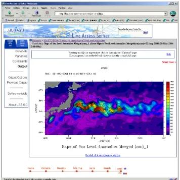 Fig. 1. The Live Access Server is a data retrieval and visualization tool, that allows even non-specialists to plot complex maps (here variance of sea level anomalies over the Kuroshio).