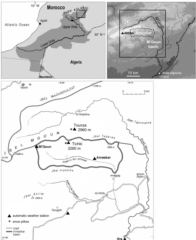 Fig. 1. Map of the Ameskar study area within the MGoun basin, Upper Drâa Valley, south-eastern Morocco