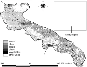 Table 1. Land-use summaries of Puglia region (Southern Italy) Area Area Area, % of km 2 % antecedent figure Study site 19 332 100 – Human-modified 15 776 81.6 – Natural 3556 18.4 – Vegetation cover 18 243 94.4 – Agricultural use 14 687 76.0 80.5 Simulated 