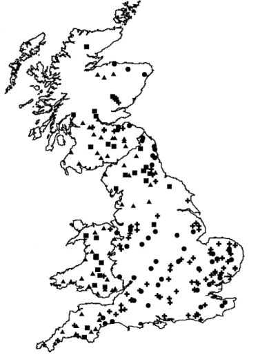 Fig. 5. Regions of coherent precipitation variability for the British Isles (adapted from Jones et al., 1997; Fig