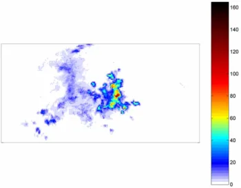 Figure 1b. Radially averaged power spectrum of instantaneous rainfall rate from typical radar  rainfall data shown in Figure 1a