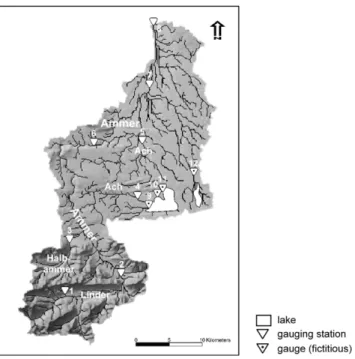 Fig. 1. Location of the Ammer catchment in southern Germany and its sub-catchments.
