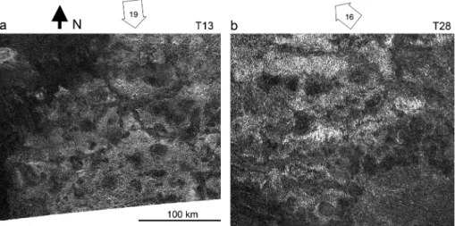 Figure 15. Flow-like feature (~70  W, 47  N) seen in T3 data and interpreted as cryovolcanic by Lopes et al