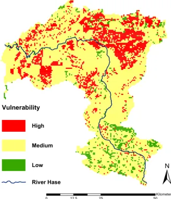 Fig. 5. Groundwater vulnerability map of the Hase river catchment.