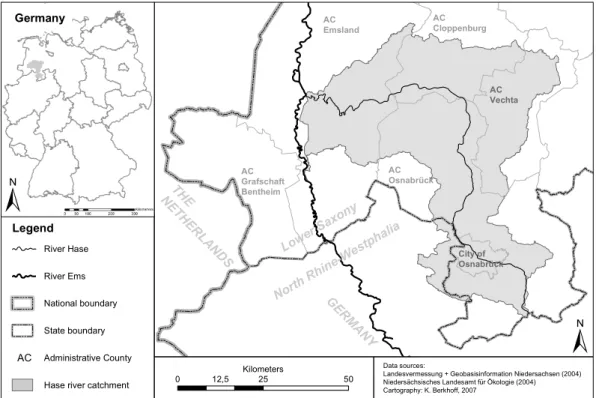 Fig. 1. Overview map of the Hase river catchment.