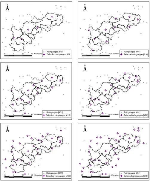 Fig. 2. Spatial distribution of the selected raingauge networks.