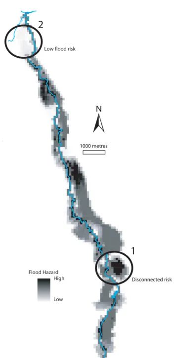 Fig. 7. An inundation likelihood map for Alzette created from con- con-ditoning LISFLOOD-FP on a fuzzy representation of the SAR data using the fuzzy performance measure.