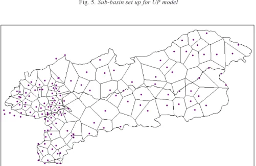 Fig. 6. Thiessen polygon coverage of the rain gauges with available data