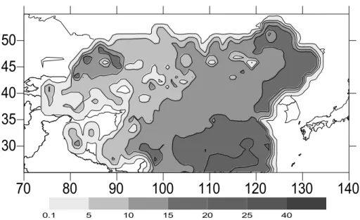Fig. 3. Soil moisture content distribution in China on 19 March 2002 based on our scheme.