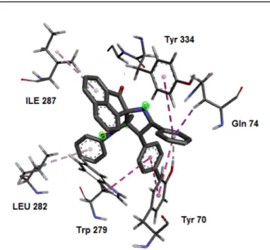 Figure 11. Binding interactions of 4n with the acetylcholinesterase domain. 