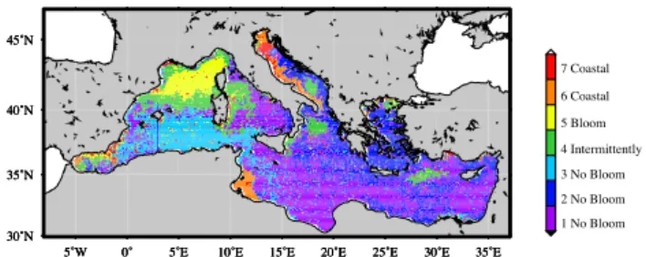 Fig. 4. Spatial distribution of the clusters obtained from the k-means analysis.