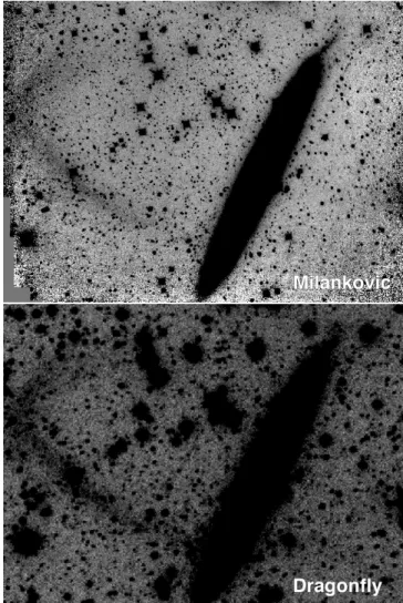 Fig. 2. Comparison between our observations (top) and the relevant part of the Dragonfly image (bottom), kindly provided by the Dragonfly team.