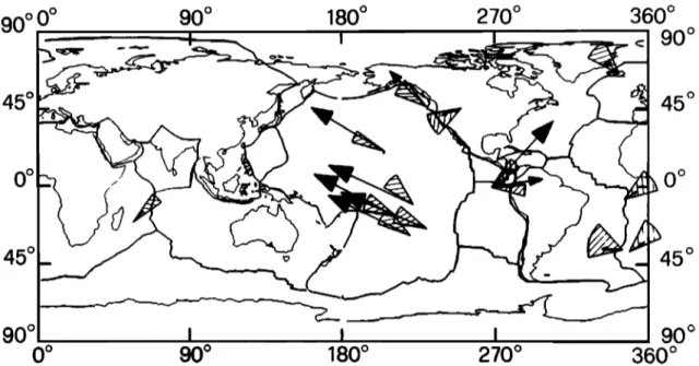 Fig.  1.  Selected hotspots used in our computation of the global lithospheric rotation
