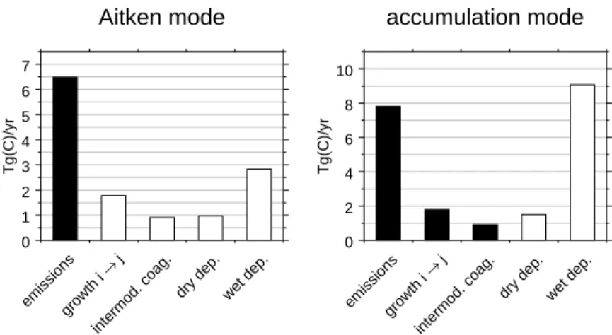 Fig. 10. As Fig. 8, but for the black carbon mass budget.