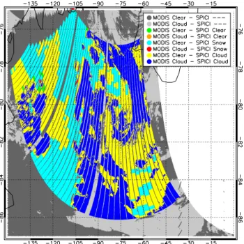 Figure 9 allows a spatial comparison between the used SCIA- SCIA-MACHY (08:30–09:10 UT) and MODIS (08:50 UT)  ob-servations on 24 January 2003 over Antarctica