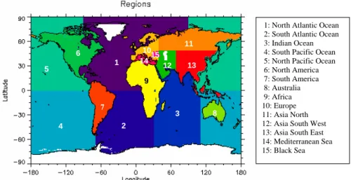 Fig. 2. Geographical regions used in this study.