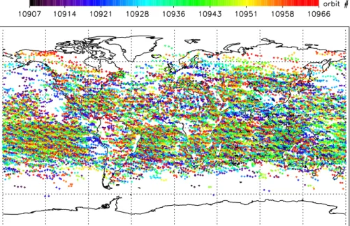 Fig. 1. Spatial distribution of all substates between April–June 2004 included in the study, using TOMS climatological ozone profiles for state selection