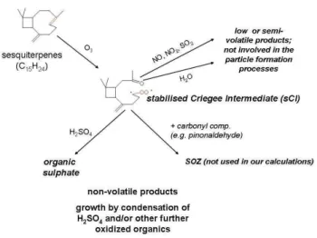 Fig. 9. Schematic picture of the nucleation mechanism by activation of organic molecules.