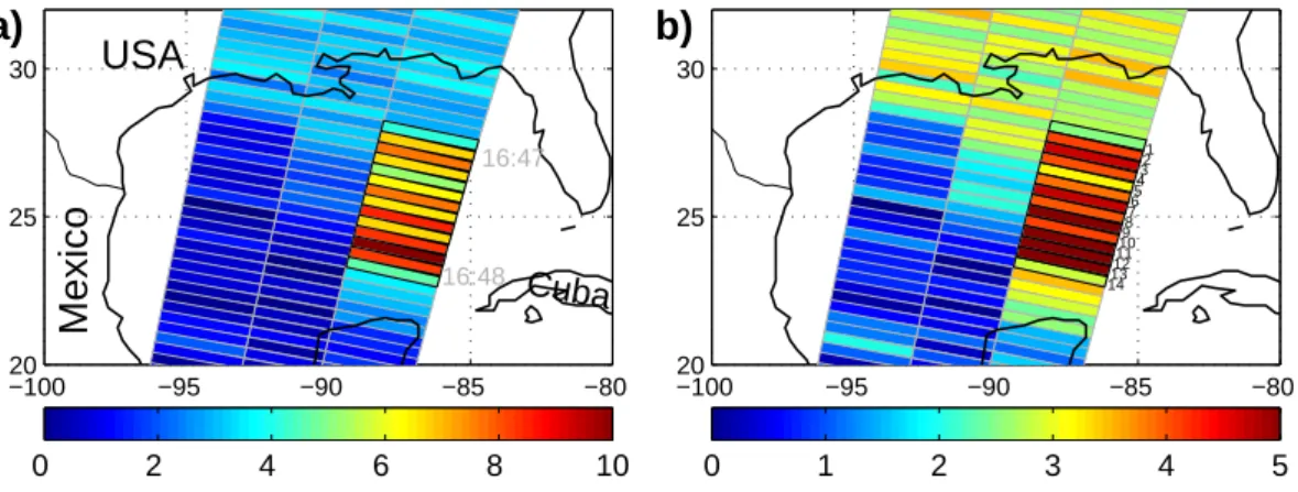 Fig. 1. GOME NO 2 observations on 30 August 2000 in the Gulf of Mexico.