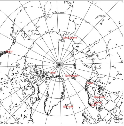 Fig. 5. Location of the 9 measurement stations used in the model evaluation.