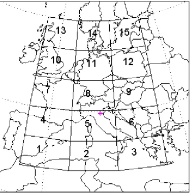 Fig. 6. Schematic figure of the sub-areas used in the probability analysis.