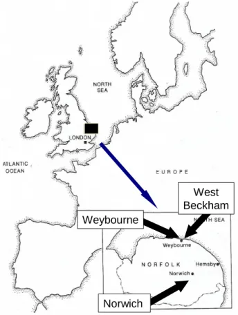 Fig. 1. Location of Weybourne Atmospheric Observatory, Norfolk, UK (adapted from Cardenas et al