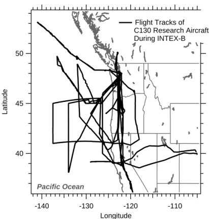 Fig. 1. NSF C130 research aircraft flight paths. The aircraft was based near Seattle, U.S